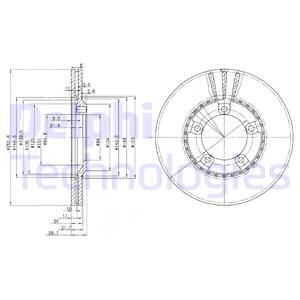 Диск тормозной передний вентилируемый DELPHI BG3071