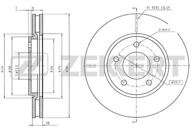 Диск тормозной передний Zekkert BS5221