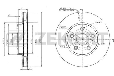 Диск тормозной передний Zekkert BS5146
