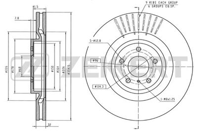 Диск тормозной передний Zekkert BS5728