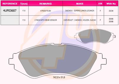 Колодки тормозные дисковые передние BM FD7002