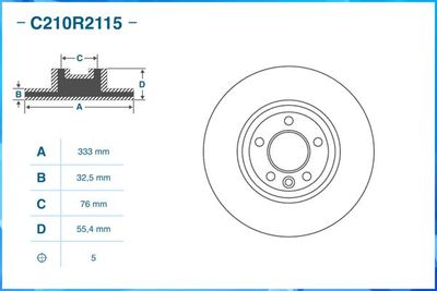 Диск тормозной передний CWORKS C210R2115