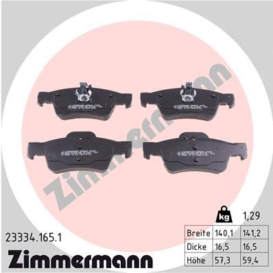 Колодки тормозные дисковые ZIMMERMANN 233341651