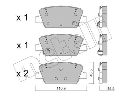 Комплект колодок для дискового тормоза METELLI 2212830