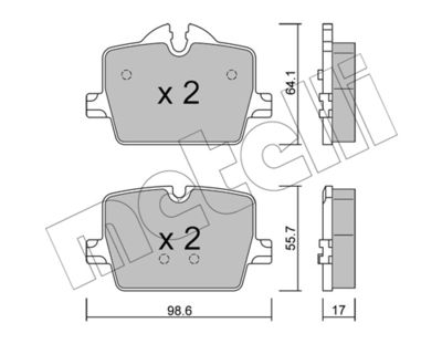 Комплект колодок для дискового тормоза METELLI 2212650