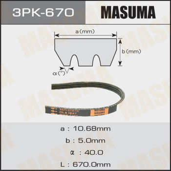 Ремень поликлиновой Masuma 3PK670
