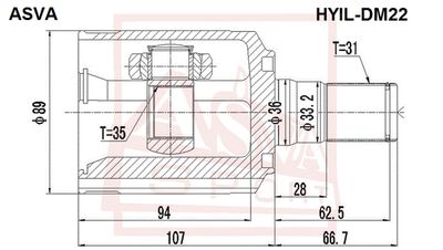 ШРУС внутренний левый ASVA HYILDM22