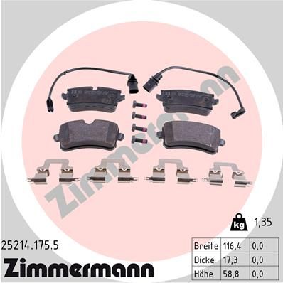 Колодки тормозные задние ZIMMERMANN 252141755