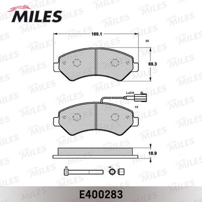 Колодки тормозные передние Miles E400283