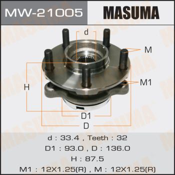 Ступица колеса с интегрированным подшипником Masuma MW21005
