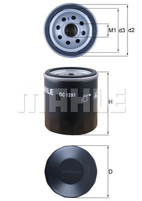 Фильтр масляный MAHLE OC1291