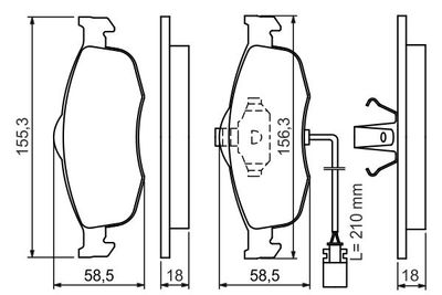 Комплект колодок для дискового тормоза BOSCH 0986460971