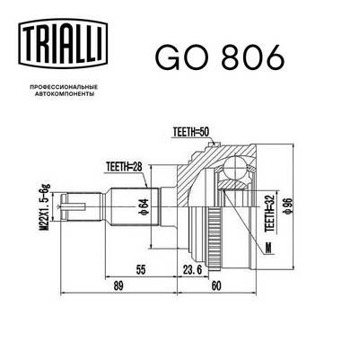 ШРУС наружный TRIALLI GO806