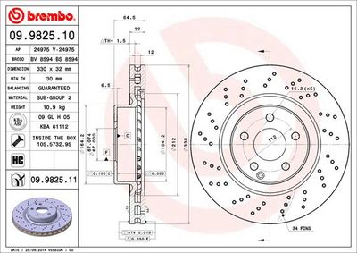 Диск тормозной BREMBO 09982511