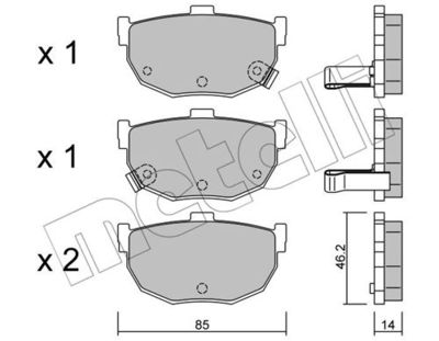 Комплект колодок для дискового тормоза METELLI 2203620