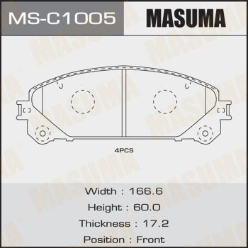 Колодки тормозные Masuma MSC1005