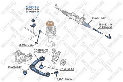 Втулка стабилизатора переднего центральная STELLOX 7900079SX