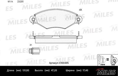 Колодки тормозные передние Miles E100485