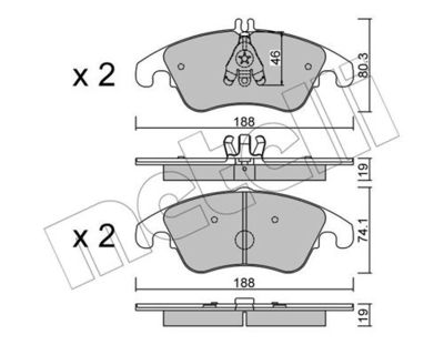 Комплект колодок для дискового тормоза METELLI 2207752