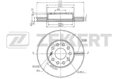 Диск тормозной передний Zekkert BS6225