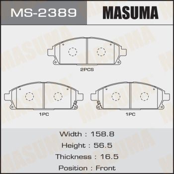 Колодки тормозные передние Masuma MS2389