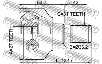 ШРУС внутренний левый FEBEST 2711XC70LH