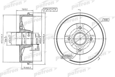 Барабан тормозной задний PATRON PDR1353