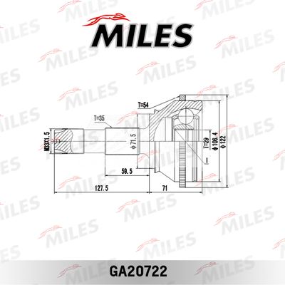 ШРУС внешний с кольцом АБС Miles GA20722
