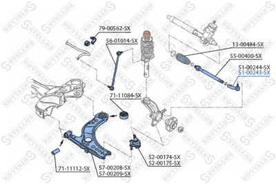 Наконечник рулевой правый STELLOX 5100243SX