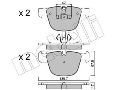 Комплект колодок для дискового тормоза METELLI 2207736