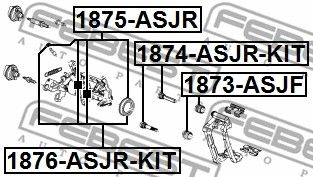 Втулка направляющая суппорта тормозного заднего комплект FEBEST 1874ASJRKIT