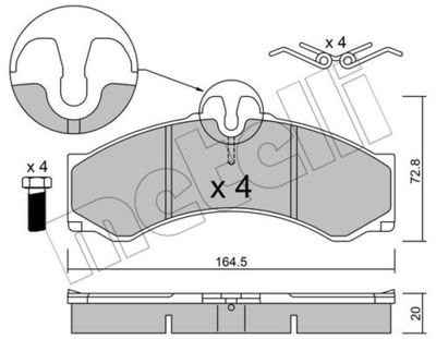 Комплект колодок для дискового тормоза METELLI 2202620