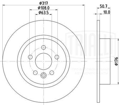Диск тормозной задний TRIALLI DF190444