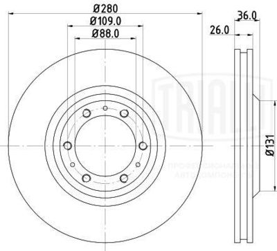 Диск тормозной передний TRIALLI DF270303
