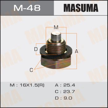 Болт маслосливной с магнитом Masuma M48