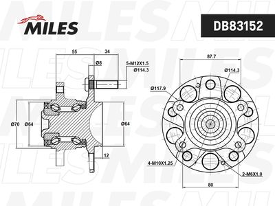 Ступица задняя с подшипником Miles DB83152