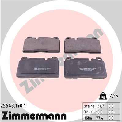 Колодки тормозные дисковые ZIMMERMANN 256431701