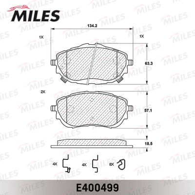 Колодки тормозные без датчика передние Miles E400499