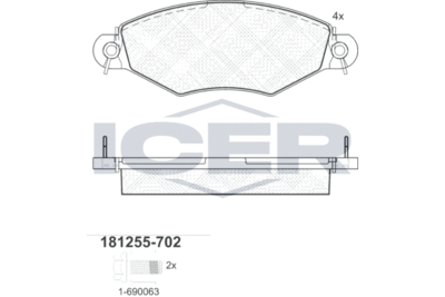 Колодки тормозные дисковые ICER 181255702