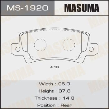 Колодки тормозные дисковые Masuma MS1920