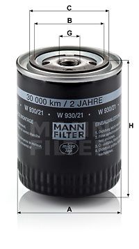 Фильтр масляный MANN-FILTER W93021