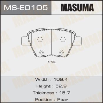 Колодки тормозные дисковые Masuma MSE0105
