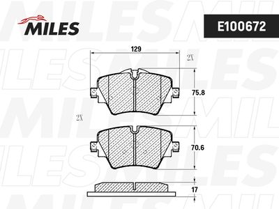 Колодки тормозные передние Miles E100672