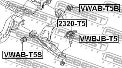 Сайлентблок рычага переднего задний FEBEST VWABT5B