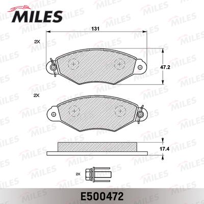 Колодки тормозные передние Miles E500472