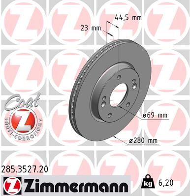 Диск тормозной ZIMMERMANN 285352720