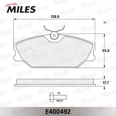 Колодки тормозные передние Miles E400492