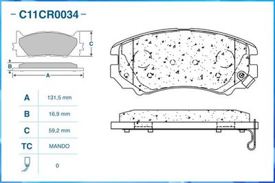Колодки тормозные передние CWORKS C11CR0034