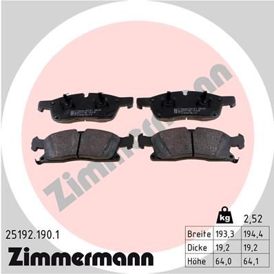 Колодки тормозные дисковые ZIMMERMANN 251921901