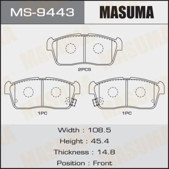 Колодки тормозные передние Masuma MS9443
